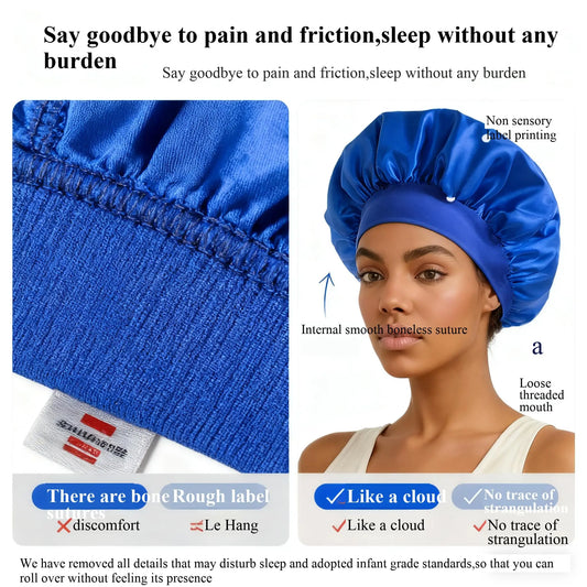 Silk Bonnet for Men Women Hair Bonnet for Sleeping,High Elasticity Wide Soft Band Sleep Cap for Curly Hair Braids