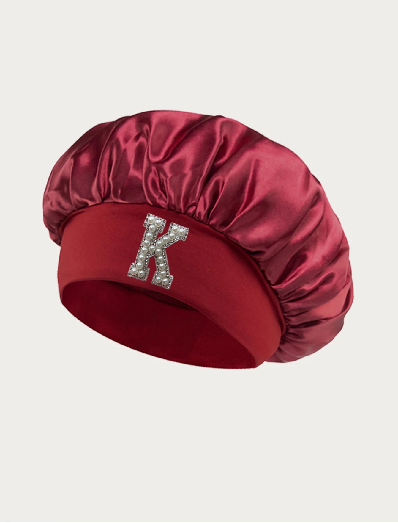 1PC Bonnet Printed A-Z Letter Personalization Hair Caps For Sleeping Satin Wide Brimmed Eastic Cap For Curly And Straight Hair