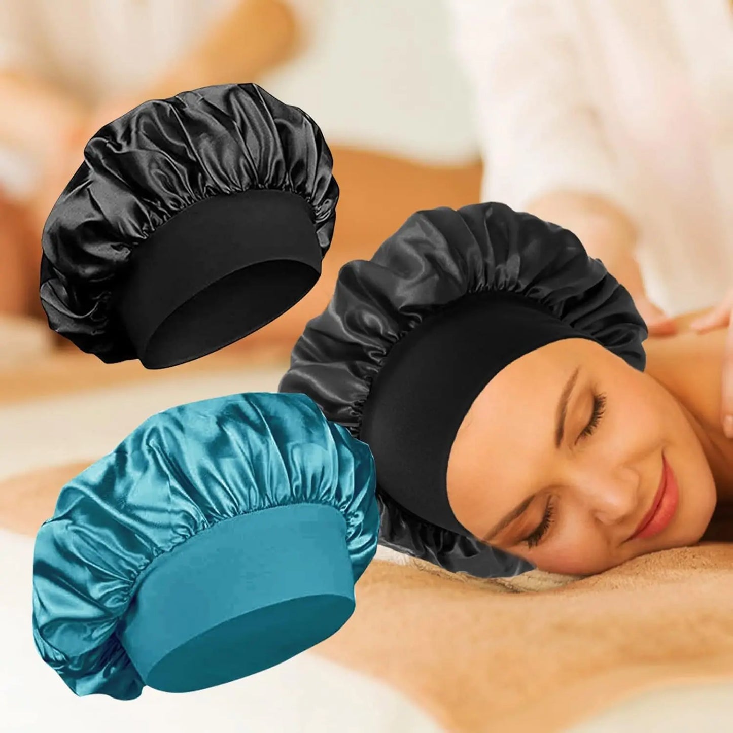 Silk Bonnet for Men Women Hair Bonnet for Sleeping,High Elasticity Wide Soft Band Sleep Cap for Curly Hair Braids