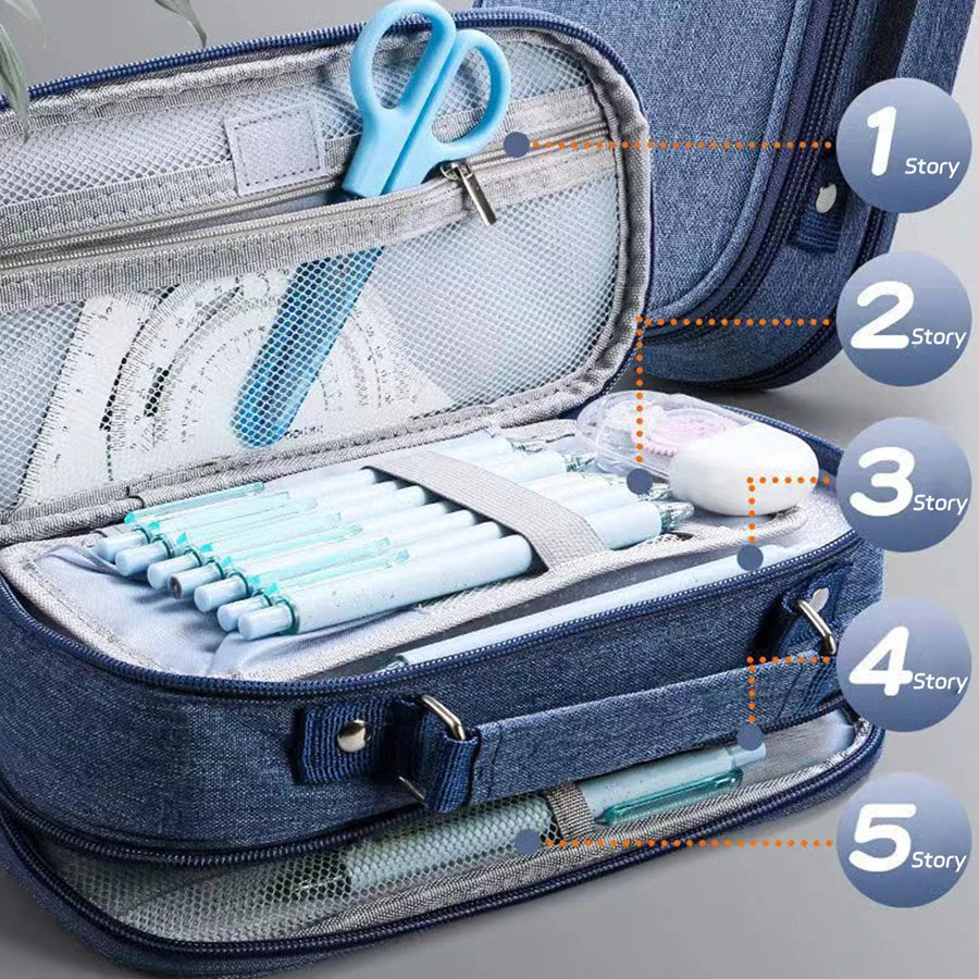 Large Capacity Pencil Case – Multifunctional Stationery Bag for School & Office