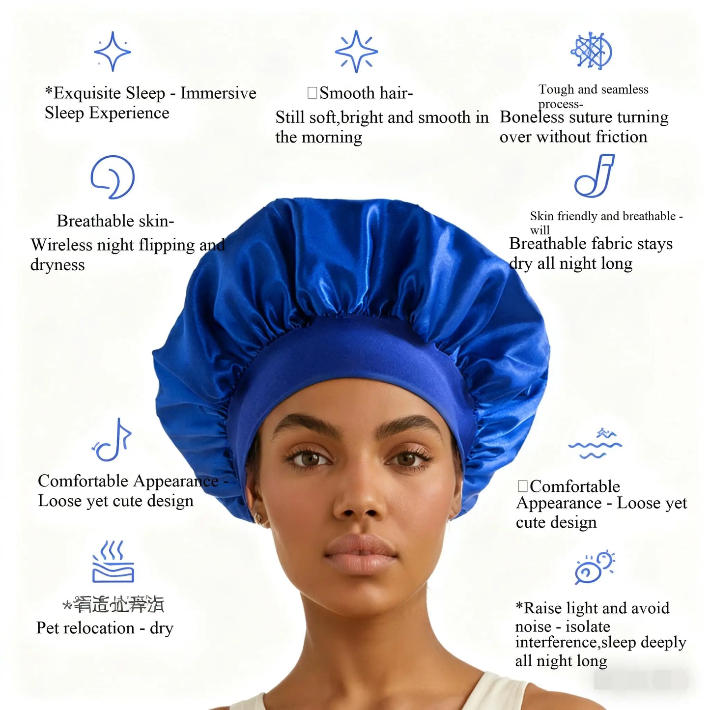 Silk Bonnet for Men Women Hair Bonnet for Sleeping,High Elasticity Wide Soft Band Sleep Cap for Curly Hair Braids