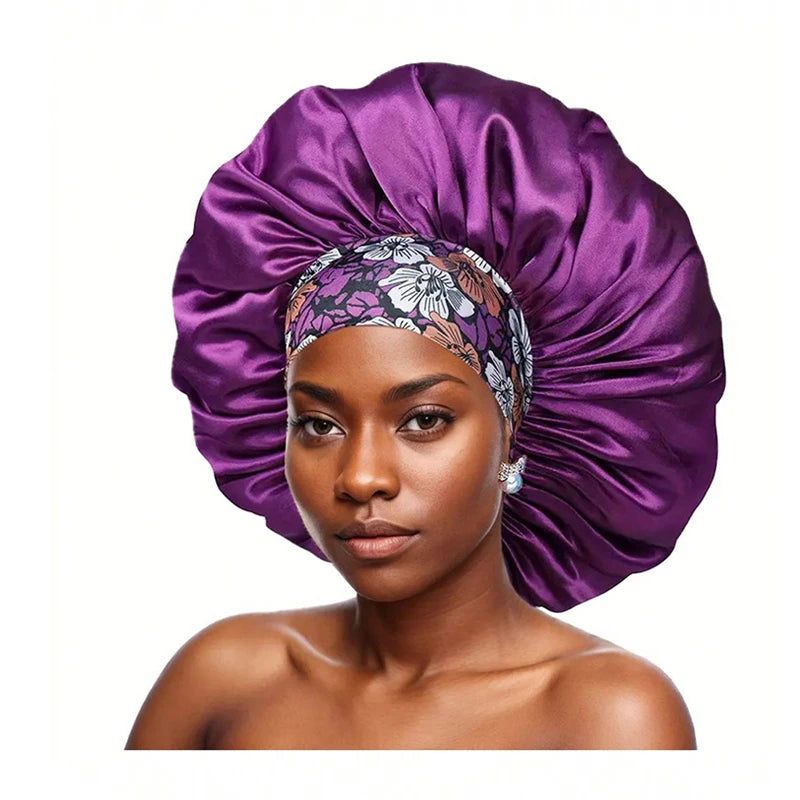 Women's Plain Color Bonnet Casual Fashion Ditsy Floral Print Wide Band Bonnet Soft Comfortable Sleeping Bonnet for Women & Girls