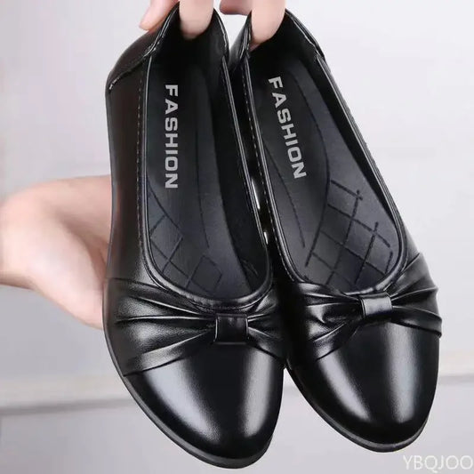 Elegant Women’s Flat Shoes – Comfortable Waterproof Bow Slip-On Casual Shoes
