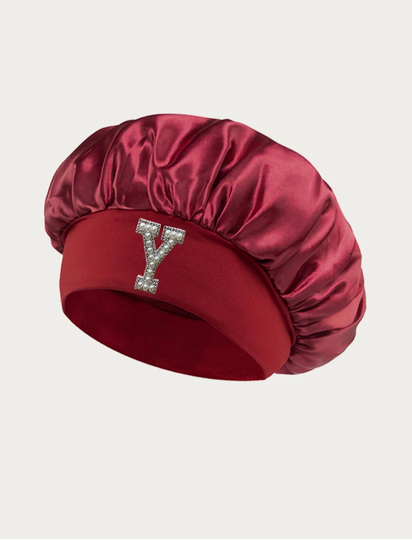 1PC Bonnet Printed A-Z Letter Personalization Hair Caps For Sleeping Satin Wide Brimmed Eastic Cap For Curly And Straight Hair