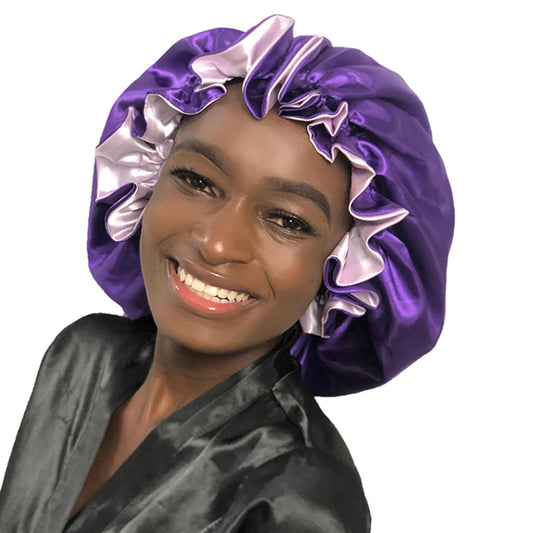 Double Layer Lace Edge Satin Sleep Bonnet – Multiple Colors