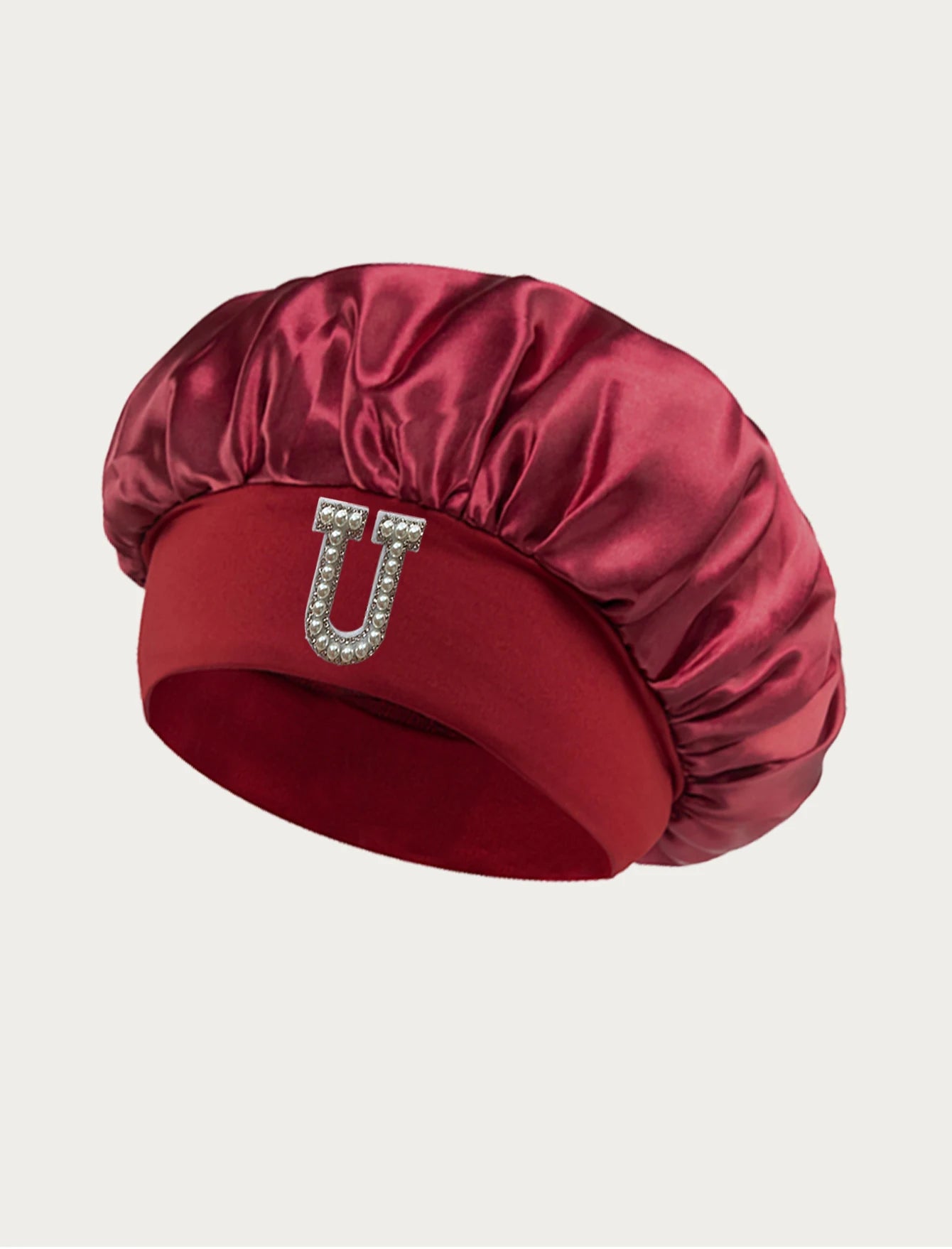 1PC Bonnet Printed A-Z Letter Personalization Hair Caps For Sleeping Satin Wide Brimmed Eastic Cap For Curly And Straight Hair