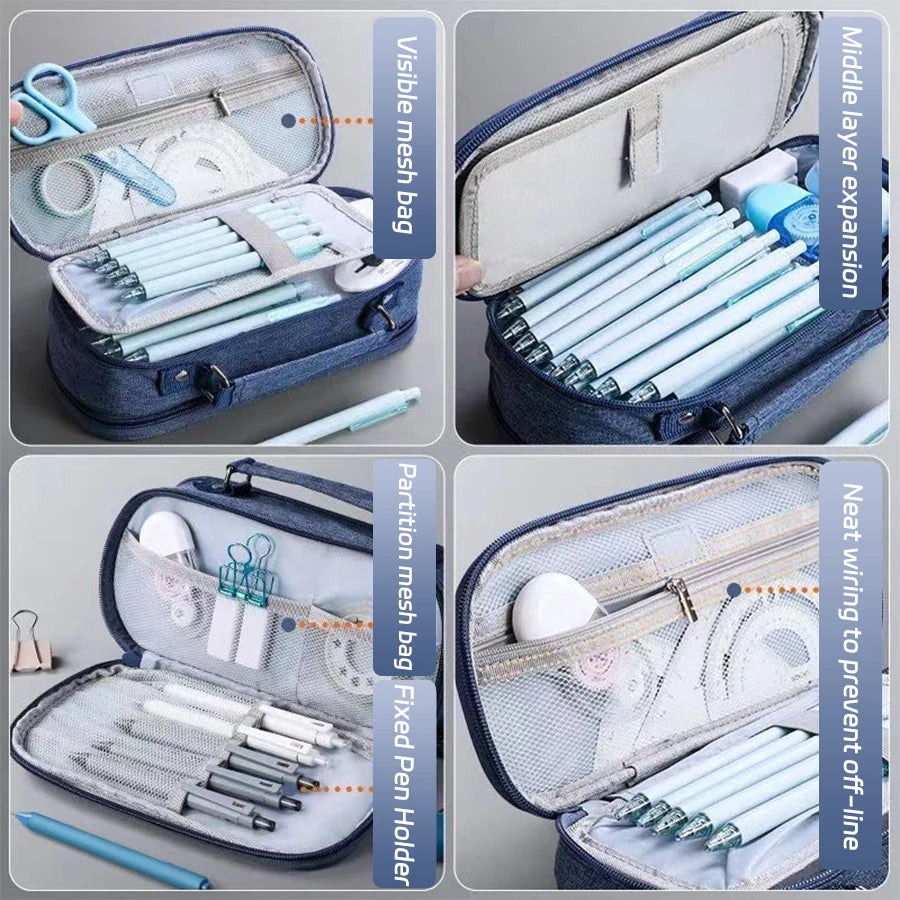 Large Capacity Pencil Case – Multifunctional Stationery Bag for School & Office