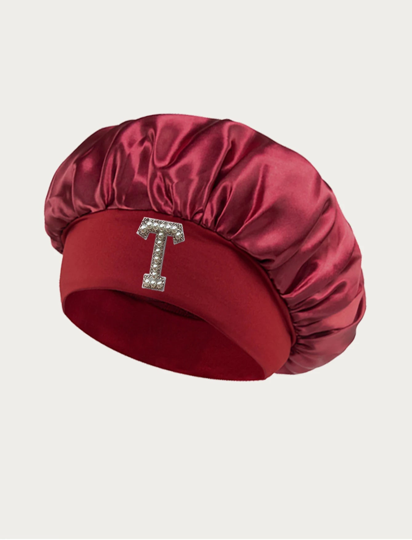 1PC Bonnet Printed A-Z Letter Personalization Hair Caps For Sleeping Satin Wide Brimmed Eastic Cap For Curly And Straight Hair