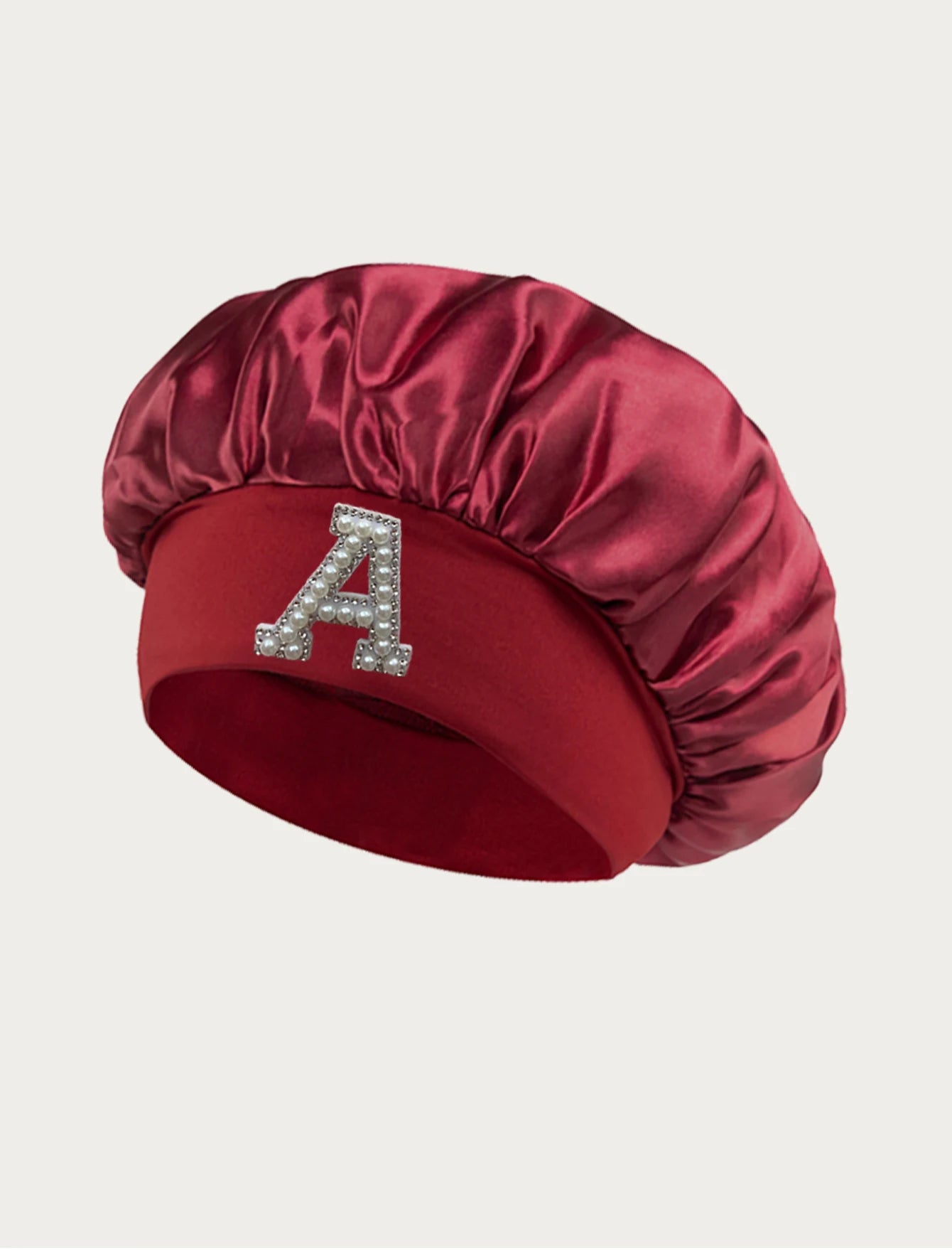 1PC Bonnet Printed A-Z Letter Personalization Hair Caps For Sleeping Satin Wide Brimmed Eastic Cap For Curly And Straight Hair