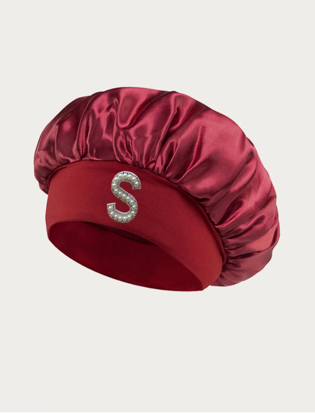 1PC Bonnet Printed A-Z Letter Personalization Hair Caps For Sleeping Satin Wide Brimmed Eastic Cap For Curly And Straight Hair
