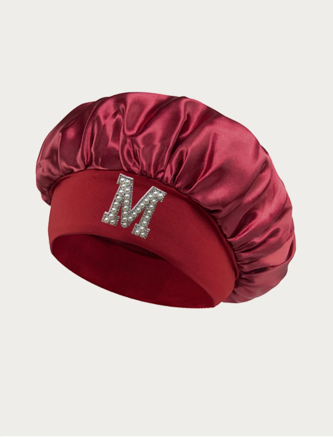 1PC Bonnet Printed A-Z Letter Personalization Hair Caps For Sleeping Satin Wide Brimmed Eastic Cap For Curly And Straight Hair