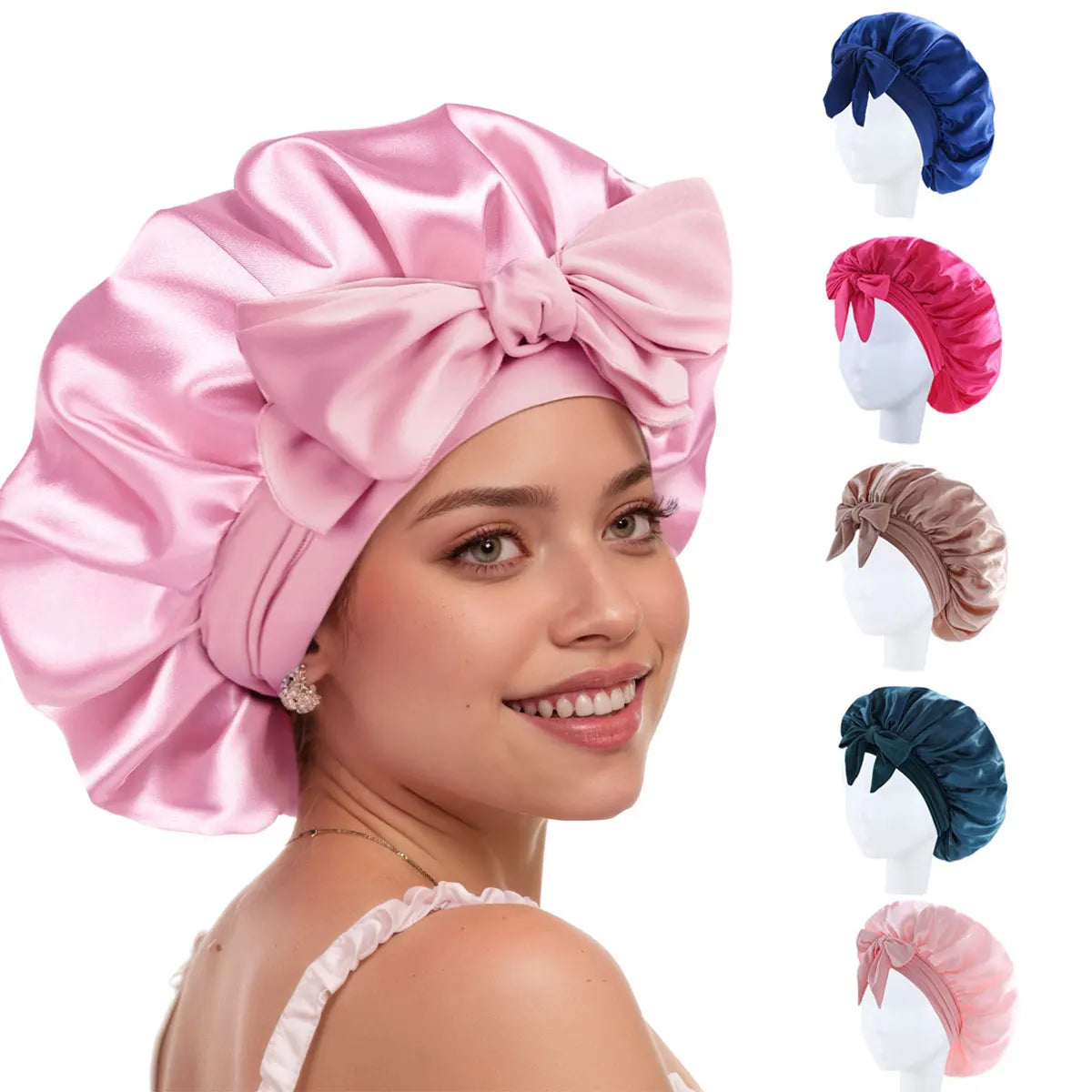Satin Bonnet Silk Bonnet Adjustable Bonne For Sleeping Hair Bonnet With Tie Band Bonnets For Women Men