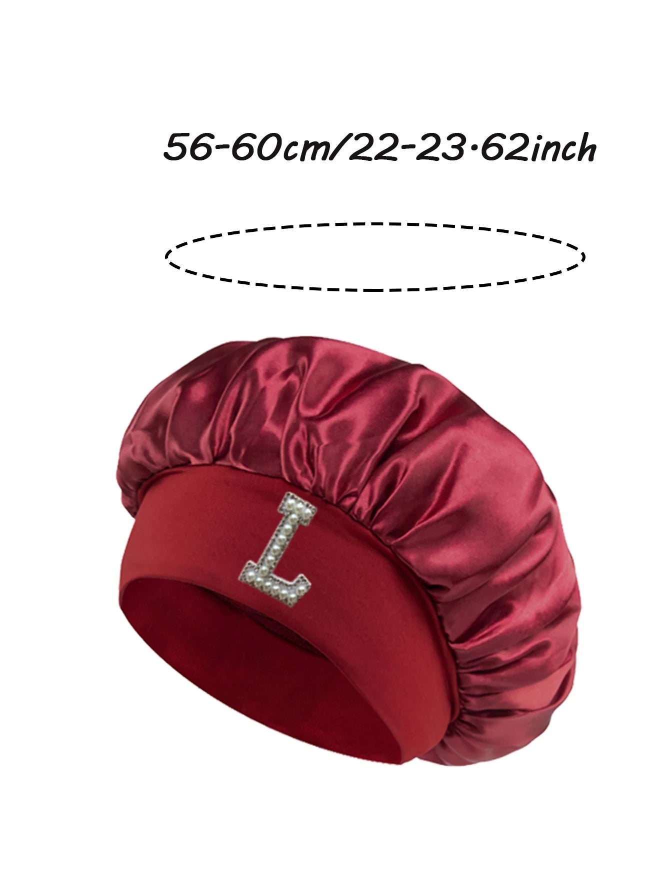 1PC Bonnet Printed A-Z Letter Personalization Hair Caps For Sleeping Satin Wide Brimmed Eastic Cap For Curly And Straight Hair