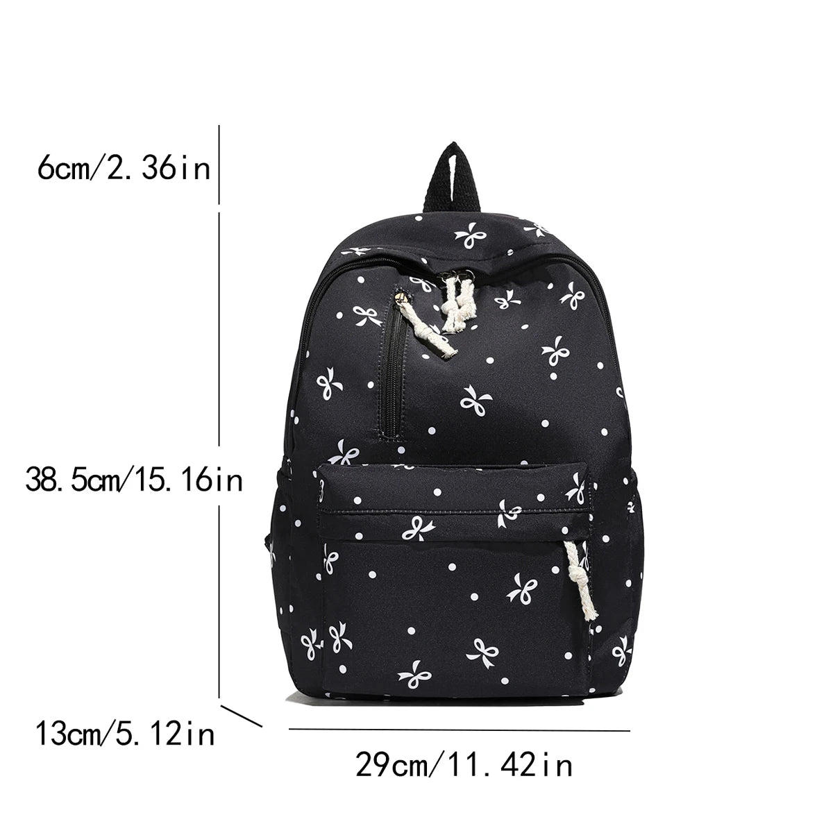 Quilted Bow Print Backpack – Large Capacity Multi-Pocket Bag for Women & Girls