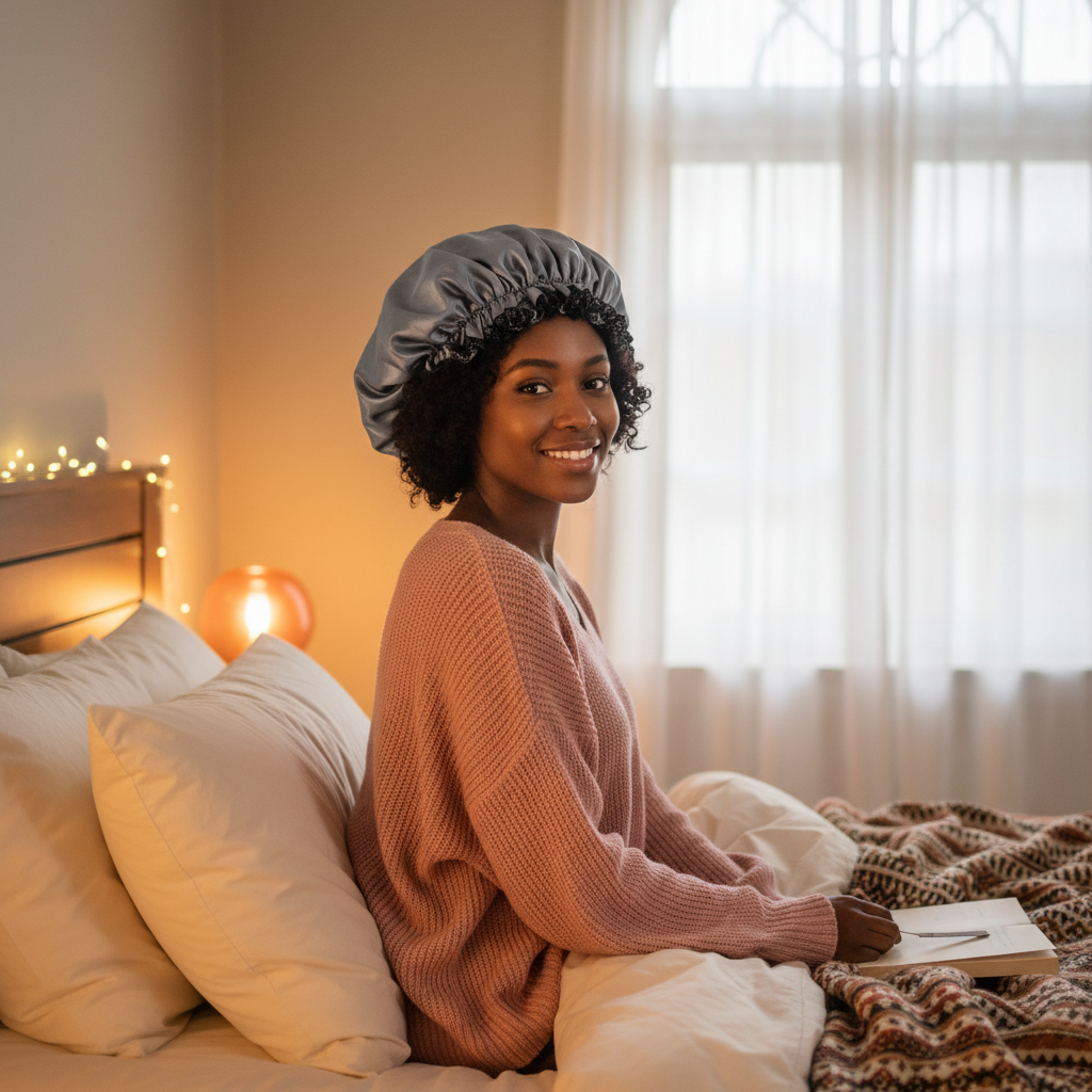 Gray satin bonnet