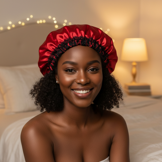 Red satin bonnet